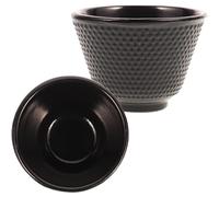 POPETPOP Lot de 2 Tasses à Thé Kung Fu Rétro en Fonte 200 Ml Couleur Noire Service à Thé Traditionnel pour Maison et Cérémonie