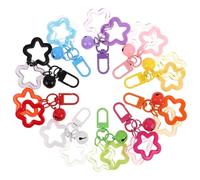 POPETPOP Lot de 20 fermoirs porte-clés en forme d'étoile, pendentifs, cloches, clips à ressort, mousquetons pivotants pour la fabrication de bijoux et de créatifs
