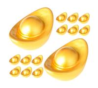 POPETPOP Lot de 20 Miniatures en Résine Dorée Lingots Chinois Décoratifs 3 CM pour Maison de Poupée Accessoires de Chance et Richesse Ornements Décoratifs de Bureau et Photo