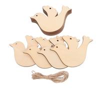 POPETPOP Lot de 20 Ornements Oiseaux en Bois Découpé Beige, Facile à Suspendre avec Corde, pour Décoration Artistique et Fêtes de Noël