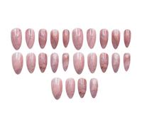 POPETPOP Lot de 24 Faux Ongles Longs à Effet Marbre Rose, Forme Pointue, Couverture Complète, Manucure DIY pour Femmes, Capsules D’Ongles Élégantes, Accessoires Nail Art Indispensables
