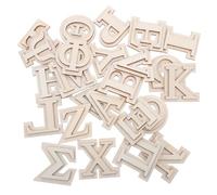 POPETPOP Lot de 24 Lettres Grecques en Bois pour Loisirs Créatifs, Design Double Couche, Effet 3D, Facile à Manipuler, pour Projets de Peinture et Décoration Intérieure