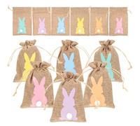 POPETPOP Lot de 24 Petits Paquet à Cordon en Toile de Jute 10x15 Cm, Motifs Lapin de Pâques, Couleurs Assorties, Paquet Multifonctions pour Bonbons, Décoration et Couleur Couleur Aléatoire