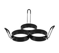 POPETPOP Lot de 3 Anneaux à Œufs en Acier Inoxydable Noir, Moules à Omelette Faciles à Utiliser Démouler, Cuisson la Maison