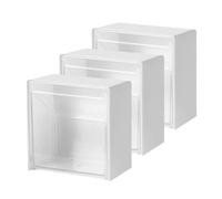 POPETPOP Lot de 3 Boîtes de Rangement Mural en Hips pour Coton et Maquillage, Design Simple Blanc, Facile D'accès, pour Salle de Bain et Petits Objets