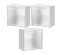 POPETPOP Lot de 3 Boîtes Murales Blanches pour Cotons-tiges et Maquillage, Rangement Mural Compact pour Salle de Bain, Distributeur Pratique pour Cotons, Rouges à Lèvres et Accessoires