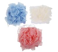 POPETPOP Lot de 3 Boules de en Filet de Crin avec Poche à Savonnette Exfoliant et Moussant Taille Moyenne Couleurs Blanc Rose et Bleu Accessoire Bain Voyages