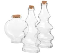 POPETPOP Lot de 3 Bouteilles à Vœux en Verre Transparent pour Cérémonie du Sable de Mariage Ensemble Bouchons en Liège 1 Bouteille Cœur Moyenne Forme Pin Décoratives et Récipients pour