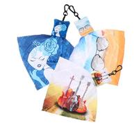 POPETPOP Lot de 3 Chiffons Microfibres Essuie-Lunettes Porte-clés, Multifonction pour Nettoyage Écran Téléphone et Lentilles, Petit Format Portable, Motif Petit Sorcière, Violon