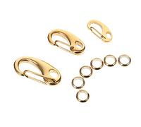 POPETPOP Lot de 3 clips en métal pour médaille de chien avec fermoir mousqueton et anneau de jonction pour porte-clés, breloques, bijoux, travaux manuels Doré
