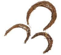 POPETPOP Lot de 3 Couronnes en Rotin Forme Lune pour Décoration de Noël Rustique DIY, Accessoires Muraux pour Décoration de Fête et Maison