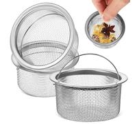 POPETPOP Lot de 3 Crépines D'évier en Acier Inoxydable, Filtre de Vidange D'évier Cuisine, Panier à Mailles Fines, Anti-obstruction, Adaptable aux Éviers Standards pour Récupération