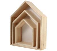 POPETPOP Lot de 3 Étagères Murales en Bois Blanc Forme Maison Pentagonale Organisateur Mural de Rangement Décoratif pour Salon Chambre et Bureau Paniers de Rangement Polyvalents