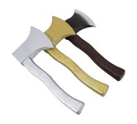 POPETPOP Lot de 3 Fausses Haches en Polyuréthane Légères et Sécurisées Couleurs Doré et Argenté Accessoires Réalistes pour Fête Costumée Halloween Jeu de Rôle Viking Bûcheron et