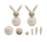 POPETPOP Lot de 3 Figurines de Lapins en Bois Brut à Assembler Soi-Même - Décoration de Pâques Artisanale pour Table et Fête - Animaux en Bois Non Peints Personnalisables pour Bricolage