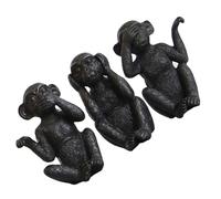 POPETPOP Lot De 3 Figurines en Résine Singes Ne Rien Voir Ne Rien Entendre Noir Décoration Artisanale Bureau Salon
