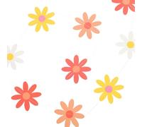 POPETPOP Lot de 3 Guirlandes Décoratives de Marguerites Rouges et Jaunes Banderoles Rétro pour Décoration de Fête D’Anniversaire Garçon et Filles Accessoires Hippie pour Ambiance Groovy