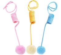 POPETPOP Lot de 3 Jouets Interactifs pour Chat D’intérieur, Balles en Peluche Ressorts Colorés à Ventouse, Petit pour Exciter Les Animaux Domestiques et Distraire Les Chats