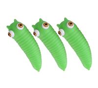 POPETPOP Lot de 3 Jouets Sensoriels à Presser en PVC Vert Forme Chenille Yeux Éclatants Réalistes, Anti-Stress Créatif pour Garçon et Filles et Adultes