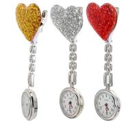 POPETPOP Lot de 3 Montres de Poche Infirmière en Verre et Alliage Clip, Forme Cœur, Design Élégant et Précis pour Aides-soignantes et Étudiants Infirmiers