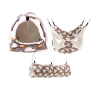 POPETPOP Lot de 3 Nids Suspendus pour Petits Animaux - Maison Chauffante en Coton et Peluche Tunnel et Hamac - Abri Confortable pour Hamster Furet Rat et Chinchilla - Accessoires