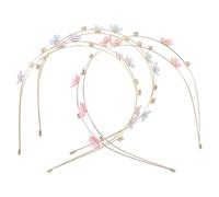 POPETPOP Lot de 3 Serrage-Têtes Double Rangée de Strass en Résine et Métal Bandeaux Fins Ornés de Fleurs Accessoires Cheveux pour Femmes et Filles Couleurs et Bleu pour