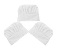 POPETPOP Lot de 3 Toques de Chef Blanches en Tissu Aéré, Élastiques et Ajustables, Unisexes, Cuisine Professionnelle, Restauration et Cosplay, Chapeaux Cuisine Respirants et Lavables
