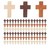 POPETPOP Lot de 300 Pendentifs Croix en Bois 22X15 MM Trou Horizontal Couleurs Ivoire Marron Clair et Foncé Breloques pour Création de Bijoux Chrétiens DIY Bracelets Chapelets et