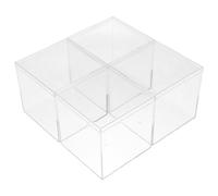 POPETPOP Lot de 4 Boîtes D’Emballage Carrées en Acrylique Transparent 10X10X10 CM 800 Ml Couvercles Petite Boîte à Bonbons et Coffret à Bijoux pour Rangement et Présentation Festive