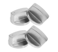 POPETPOP Lot de 4 Boutons de Commande Alliage de Zinc Argenté, Axe 8mm, pour Cuisinière à Gaz, pour Four et Cuisson la Maison