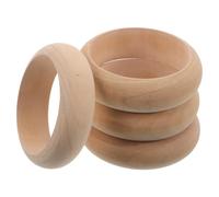 POPETPOP Lot de 4 Bracelets Joncs en Bois Naturel Brut Diamètre Intérieur 68Mm Largeur 25Mm Anneaux Bois Hypoallergéniques Légers pour Création de Bijoux DIY et Loisirs Créatifs
