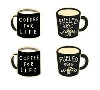 POPETPOP Lot de 4 Broches en Alliage Noir Décoratives de Tasse de Café, Épingles Polyvalentes pour Vêtements et Paquet, Usage Quotidien ou Cérémonie Plusieurs styles