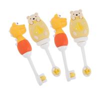 POPETPOP Lot de 4 Brosses à Dents Souples pour Bébés 0-3 Motifs Cartoons Poils Extra-Doux Manche Ergonomique Brosse à Dents pour Tout-Petits Soin Bucco-Dentaire Doux et Adapté