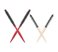 POPETPOP Lot de 4 Brosses Rondes pour Cheveux Bouclés Manches en Bois Tubes en Aluminium Petit Format Kit Coiffage Professionnel pour Cheveux Épais Brosse à Friser et Rouleau Voyage