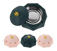 POPETPOP Lot de 4 Cendriers Couronne avec Couvercle Coupe-Vent Intérieur en Acier Inoxydable Couleurs Rose et Vert Foncé Cendrier pour Cigarettes et Cigares Usage Intérieur Maison et