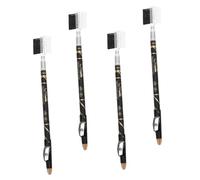 POPETPOP Lot de 4 Crayons à Sourcils et Brosses Double Fonction, Taille-crayon Intégré, Couleur Noire et Marron, pour Maquillage des Sourcils Femmes et Filles, pour Usage Quotidien