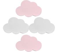 POPETPOP Lot de 4 Crochets Muraux en Bois pour Chambre D’Garçon et Filles Décoration Murale Motifs Nuage Blanc et Rose Patères Adhésives Créatives pour Serviettes et Porte-Manteaux