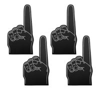 POPETPOP Lot de 4 Doigts en Mousse Eva Noirs à Bord Blanc, Mini Mains pour Doigts, Applaudisseurs Légers et Solide pour Événements Sportifs, Cheerleading, Fêtes et Esprit D’équipe