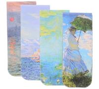 POPETPOP Lot de 4 Marque-Pages Magnétiques Doubles Face Petits et Délicats, Signets Décoratifs Artistiques Style Paysage, Accessoires de Lecture Légers et Résistants pour Bureau, École et