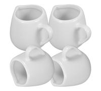 POPETPOP Lot de 4 Mini Pichets à Lait en Céramique avec Poignée, 50 Ml, Bec Verseur Anti-goutte, Crémier Pratique pour Sauce et Café, Compatible Usage la Cuisine et Table
