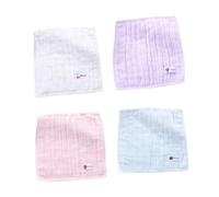 POPETPOP Lot De 4 Mouchoirs Carrés En Coton 100% Pur Pour Garçon Et Filles, 25x25 Cm, Essuie-mains Absorbants, Serviettes Réutilisables Et Lavables, Textures Douces Pour Bébé Et Usage Quotidien