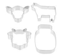 POPETPOP Lot de 4 Moules à Biscuits en Acier Inoxydable de Vache Emporte-Pièces DIY pour Pâtisserie Découpoir Robuste et Facile à Nettoyer pour Biscuits et Gâteaux Maison