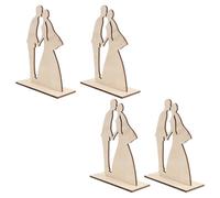 POPETPOP Lot de 4 Ornements en Bois Kaki pour Mariage Scultures Décoratives Grand Format Parure de Mariage Créative pour Décoration de Table