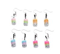 POPETPOP Lot de 4 Paires Boucles D'oreilles Gouttes en Résine Fait Main, Pendentifs Thé au Lait Perle, Accessoires Femmes, Bijou pour Fêtes, Taille Unique Couleurs Aléatoires