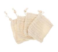 POPETPOP Lot de 4 Paquet à Savonnette en Coton et Lin avec Cordon de Serrage, Filet Exfoliant Bain, Pochette Écologique pour Savonnette, Accessoire Salle de Bain Polyvalent et Solide