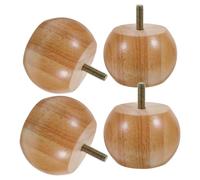 POPETPOP Lot de 4 Pieds de Meubles en Bois Brut Ronds 5 Cm, Pieds de Remplacement Polyvalents pour Canapé, Table Basse et Meubles de Chambre, Quincaillerie pour Mobilier, Usage Intérieur
