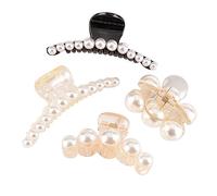 POPETPOP Lot De 4 Pinces à Cheveux En Perles Synthétiques Pour Femme Pince à Cheveux Taille Grosse Et Petite Accessoire Pour Coiffure Décontractée Et Semi-formelle Ménage Cuisine