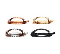 POPETPOP Lot de 4 Pinces à Cheveux Ovales Françaises Clips Plats pour Cheveux Fins Finition Brillante Couleurs Ambre Rouge Ambre Jaune et Noir Maintien Sécurisé Usage Quotidien