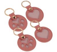 POPETPOP Lot de 4 Porte-Clés Souvenir pour Poils d'animaux en Cuir Rose Poudré Forme Patte de Chat et Cœur Accessoire Commémoratif Pratique pour Chiens et Chats Rangement Poils Animaux