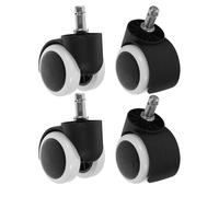 POPETPOP Lot de 4 Roulettes de Remplacement 10 Mm pour Chaise de Bureau Tige à Circlip, Roues Pivotantes 360°, Couleurs Noir et Blanc, Adaptées pour Fauteuil de Bureau et Salon de